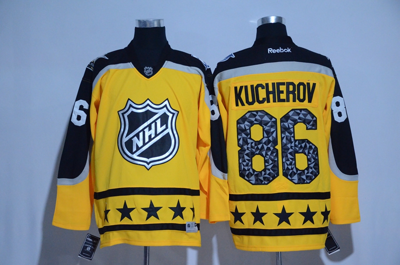 2017 NHL Tampa Bay Lightning #86 Kucherov yellow All Star jerseys->customized nhl jersey->Custom Jersey